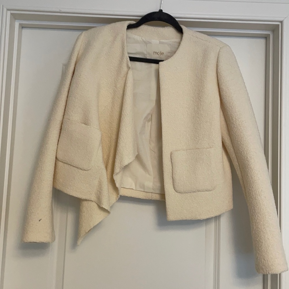 Never worn Maje woolblend cropped jacket w pockets